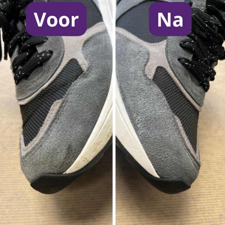 Suede schoenen onderhouden: resultaat voor en na