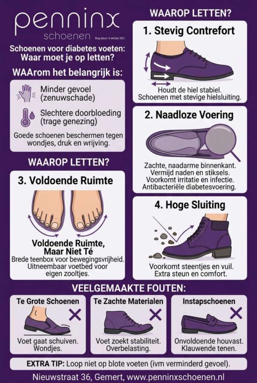 infographic over schoenen voor diabetes voeten kooptips